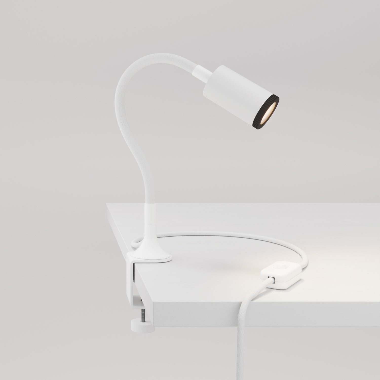 Faretto snodabile MAG-Y con pinza e spina UK - Bianco opaco
